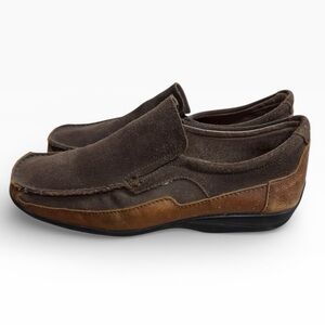 Bostonian Mens Brown Suede Leather Slip On Loafers Shoes US Size 10 Classic Look